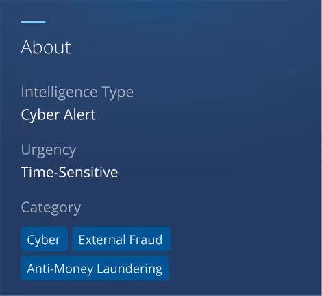 Sample view of a time-sensitive intelligence pieces